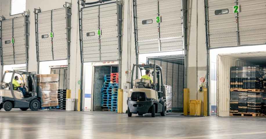 Forklifts at dock