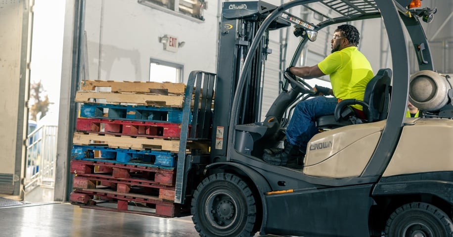 Stack of pallets on a forklift